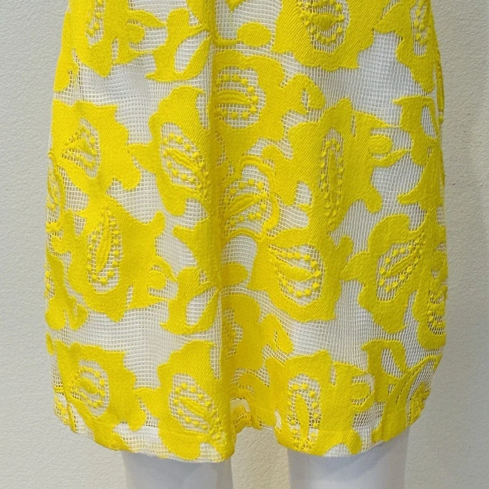 Maeve Anthropologie Lace Babydoll Strappy Backless Mini Dress Size 10 Yellow - Picture 3 of 16